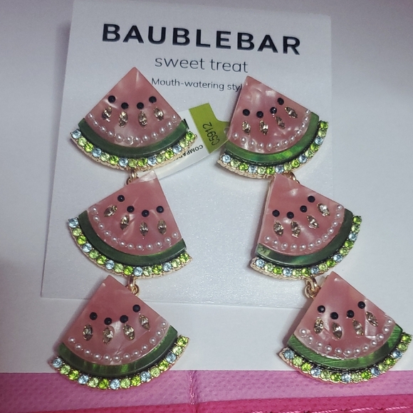 BaubleBar Jewelry - BaubleBar Watermelon Earrings - Pink and Green